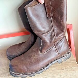 Bogs  Brown Leather Waterproof Work Boots Steel Toe Pull On Slip On sz 12 Ottawa